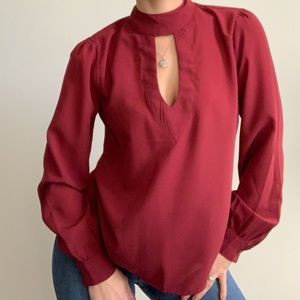 Key hole red blouse